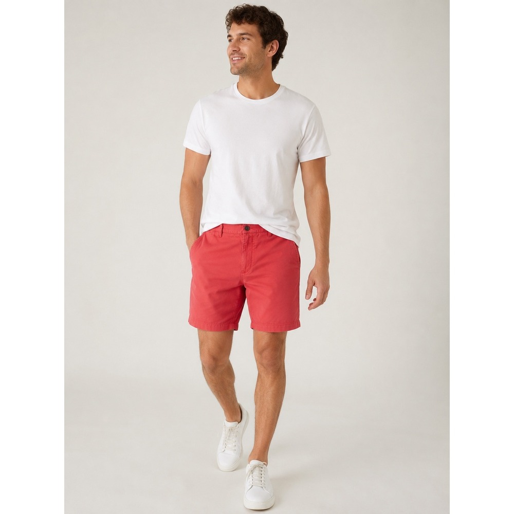 Bonobos Mens Washed Chino Shorts Red 100 Cotton Flat Front Size 36 15041-RD327